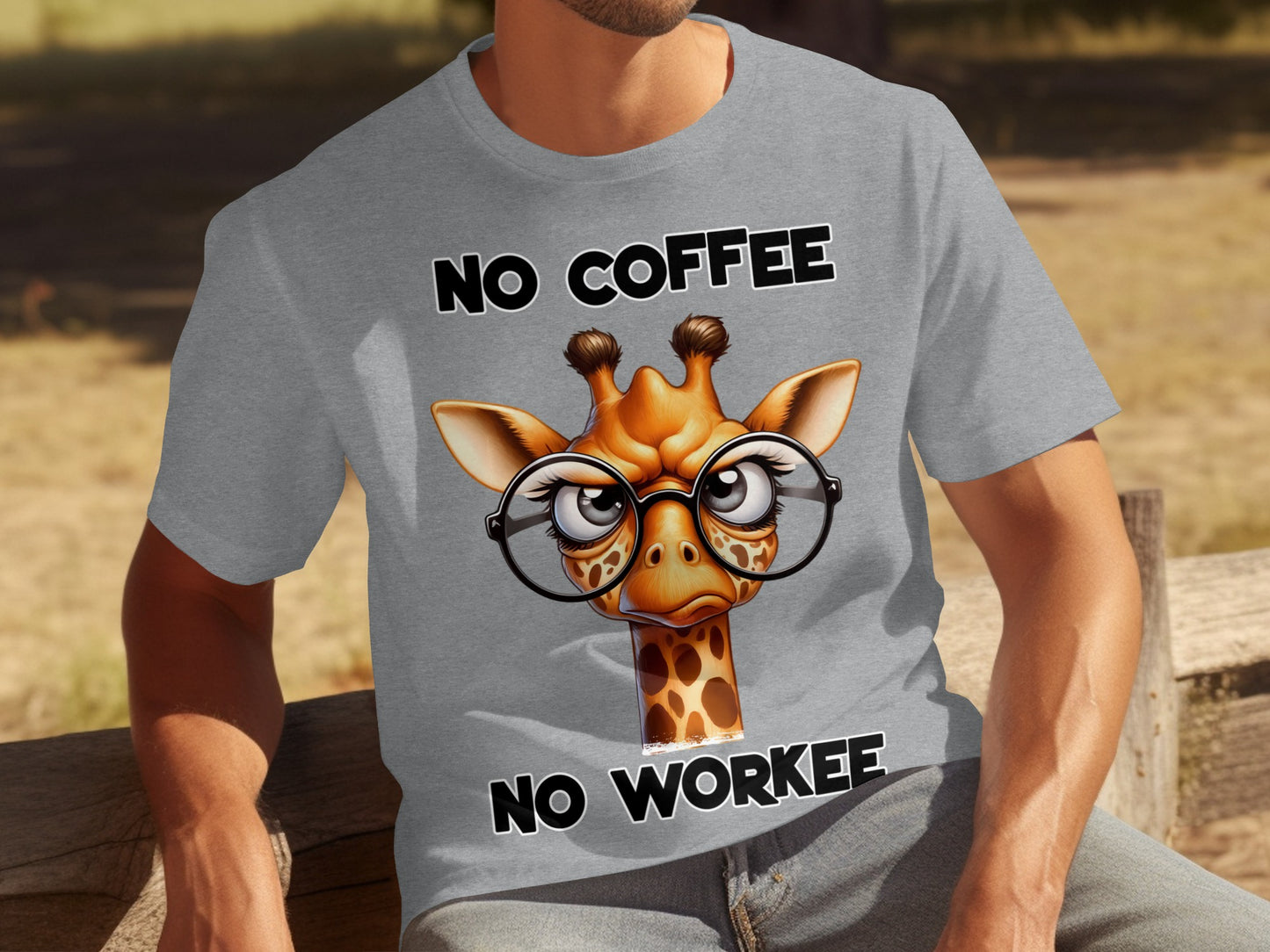 No Coffee No Workee Funny Giraffe Graphic T-shirt
