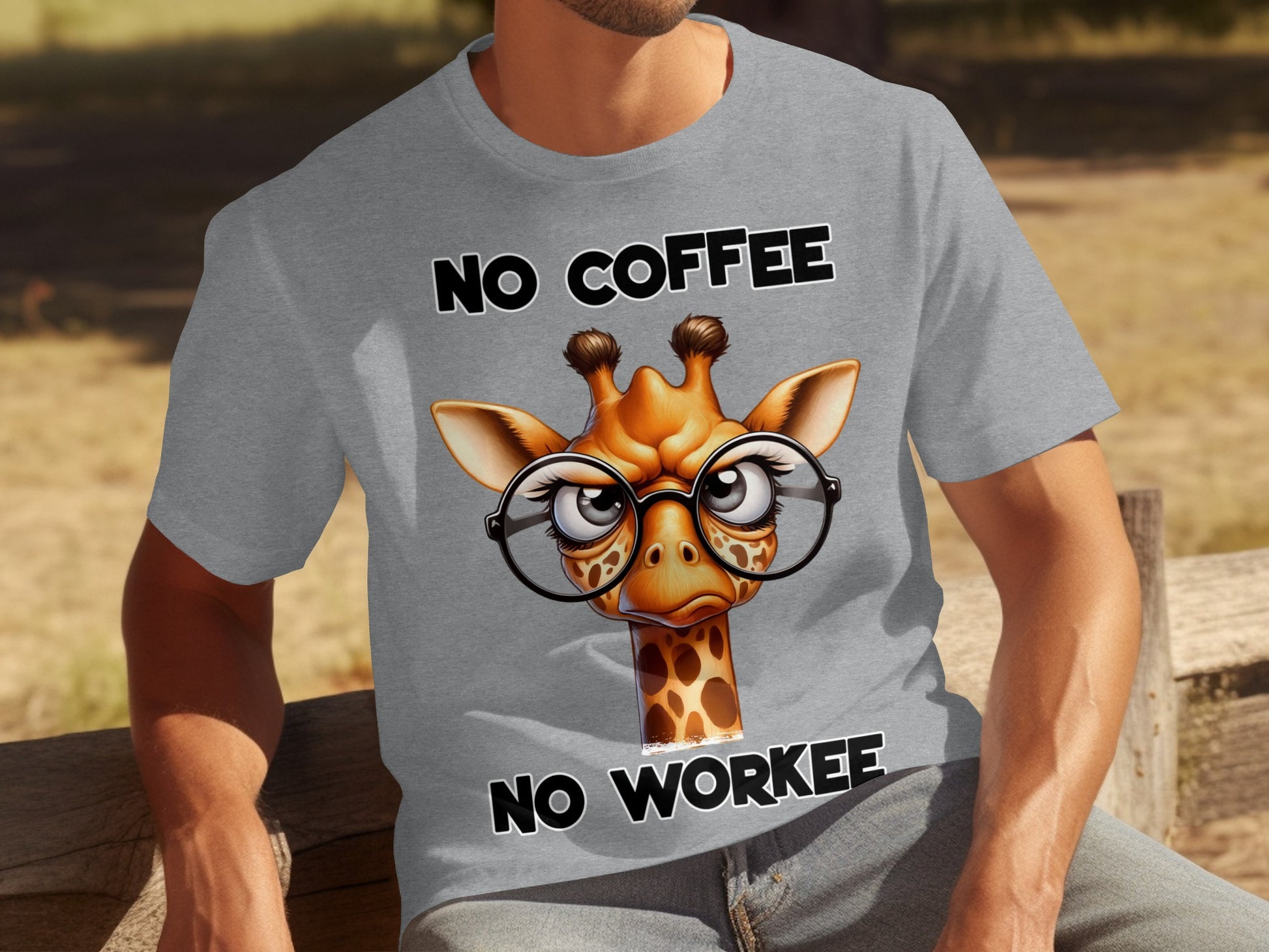 No Coffee No Workee Funny Giraffe Graphic T-shirt