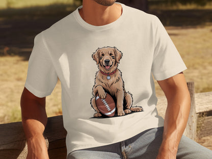 Adorable Golden Retriever with Football T-Shirt