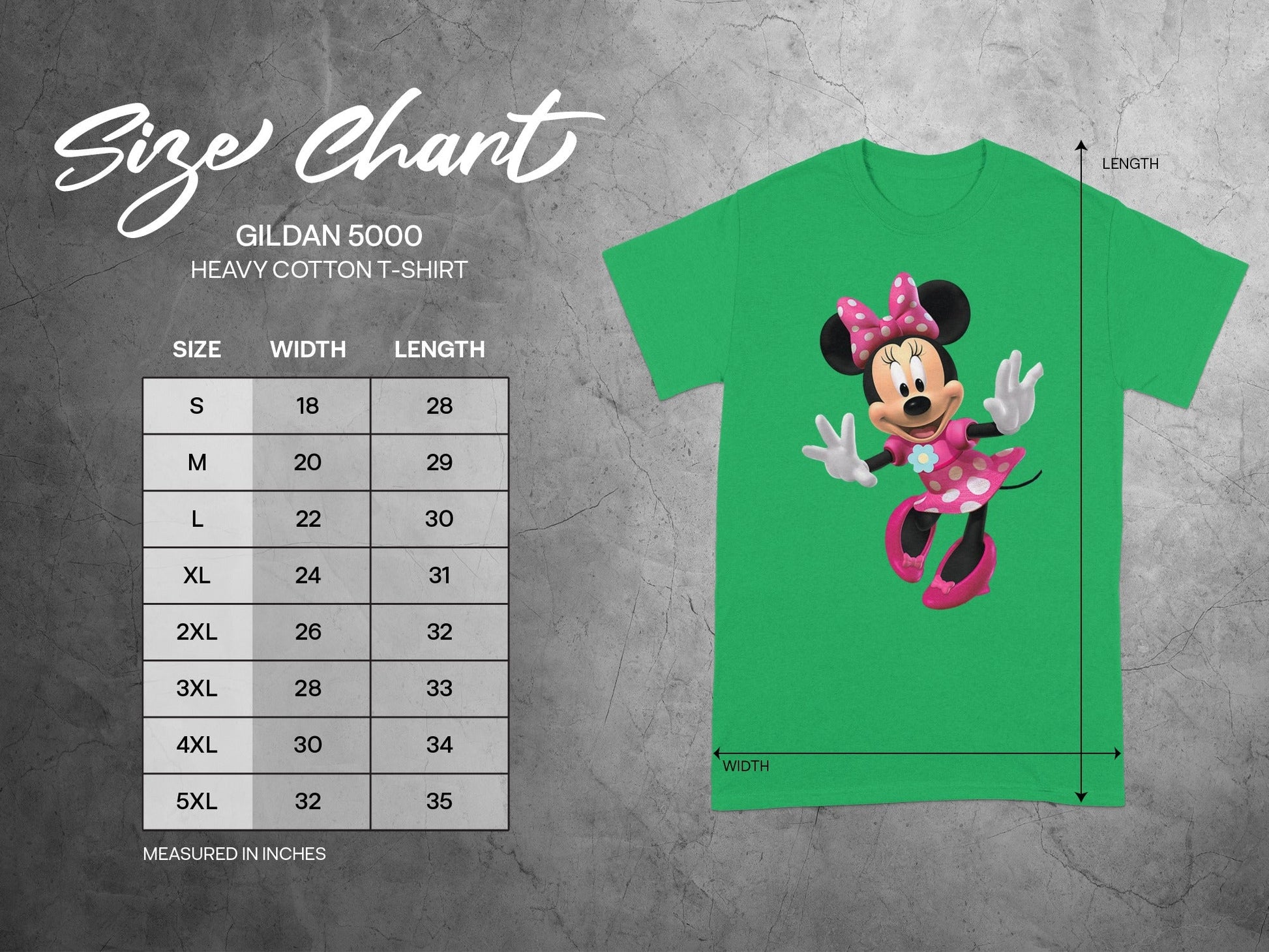Green Minnie Mouse GILDAN 5000 T-SHIRT product type