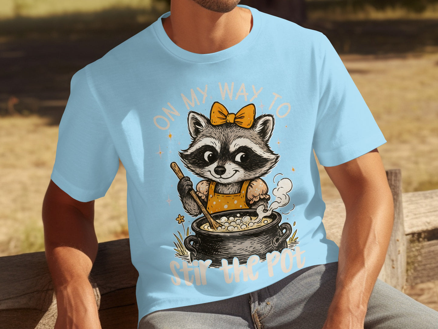 On My Way To Stir The Pot Raccoon Graphic Tee