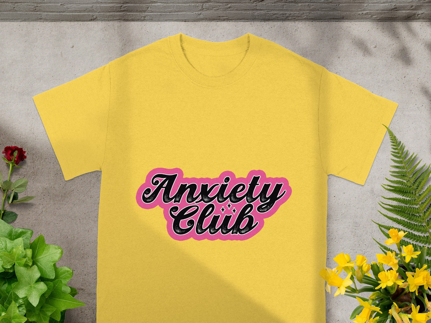 Anxiety Club Graphic Yellow T-Shirt