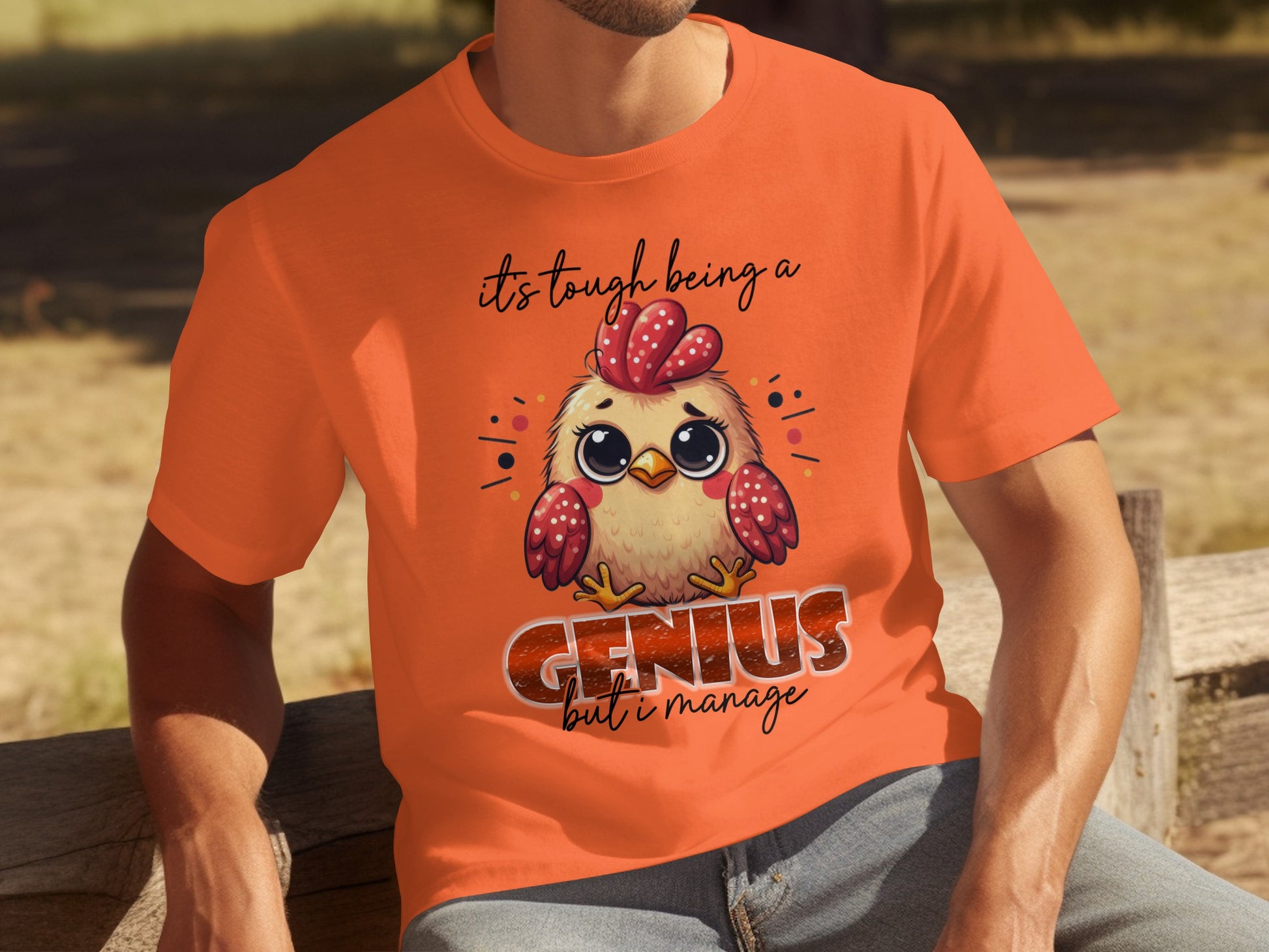 It's Tough Being a Genius Chicken Design T-shirt