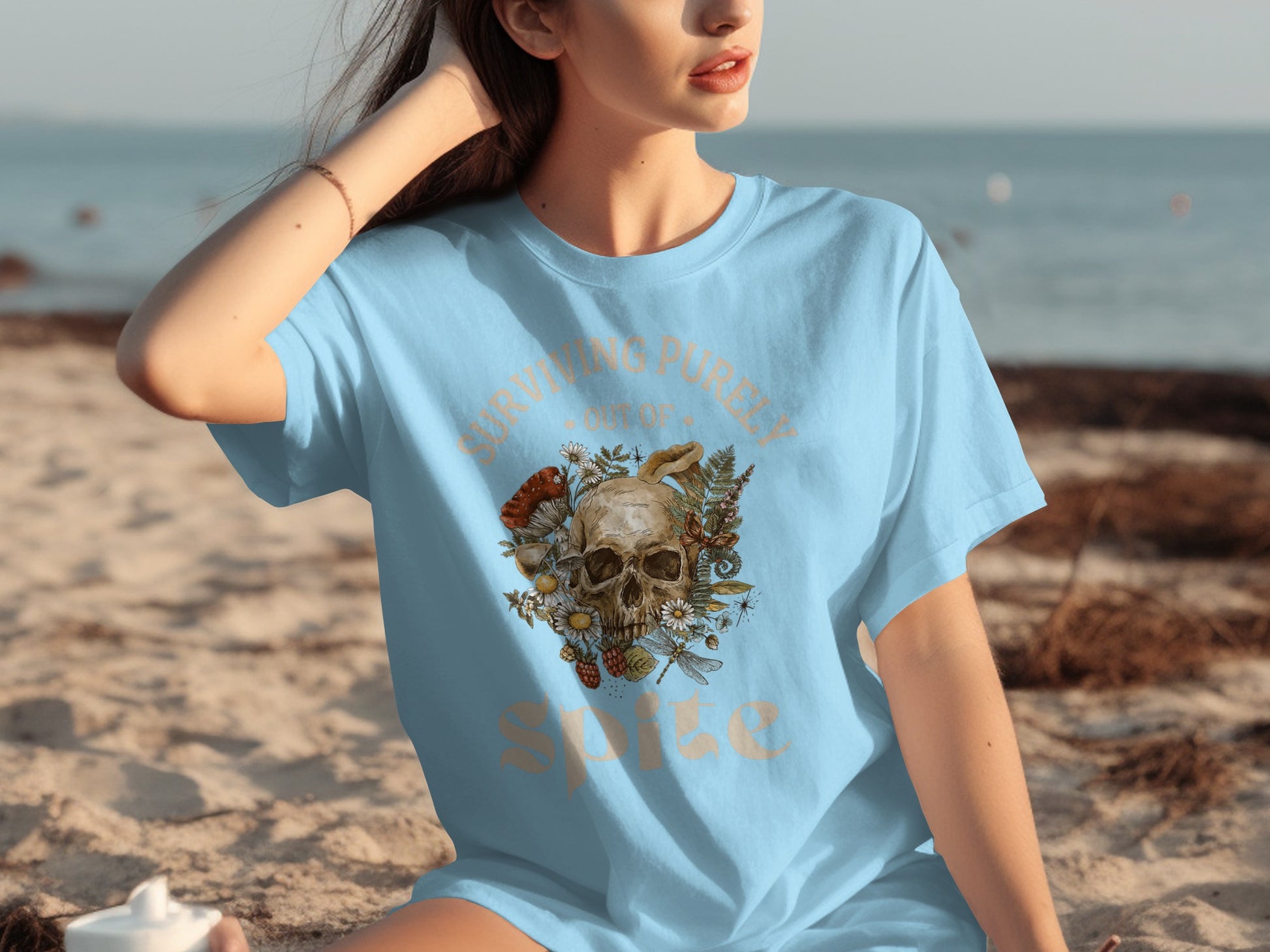 Surviving Purely Out of Spite Skull Graphic T-Shirt