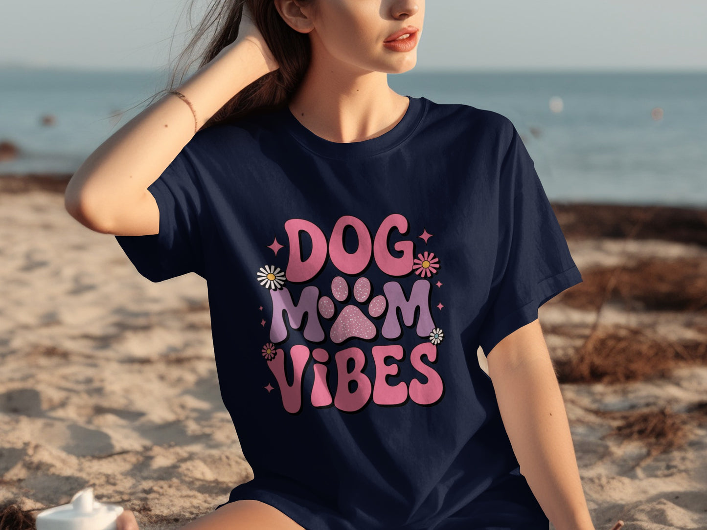 Dog Mom Vibes Colorful Graphic Tee for Pet Lovers
