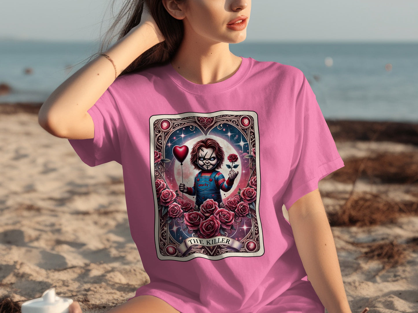 The Killer Tarot Card Pink T-shirt