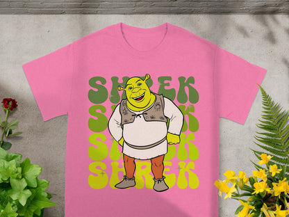 Pink t-shirt with Shrek character and "Shrek" text.