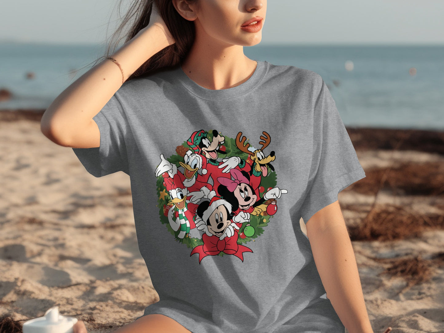 Christmas Cartoon Characters Wreath Unisex T-Shirt