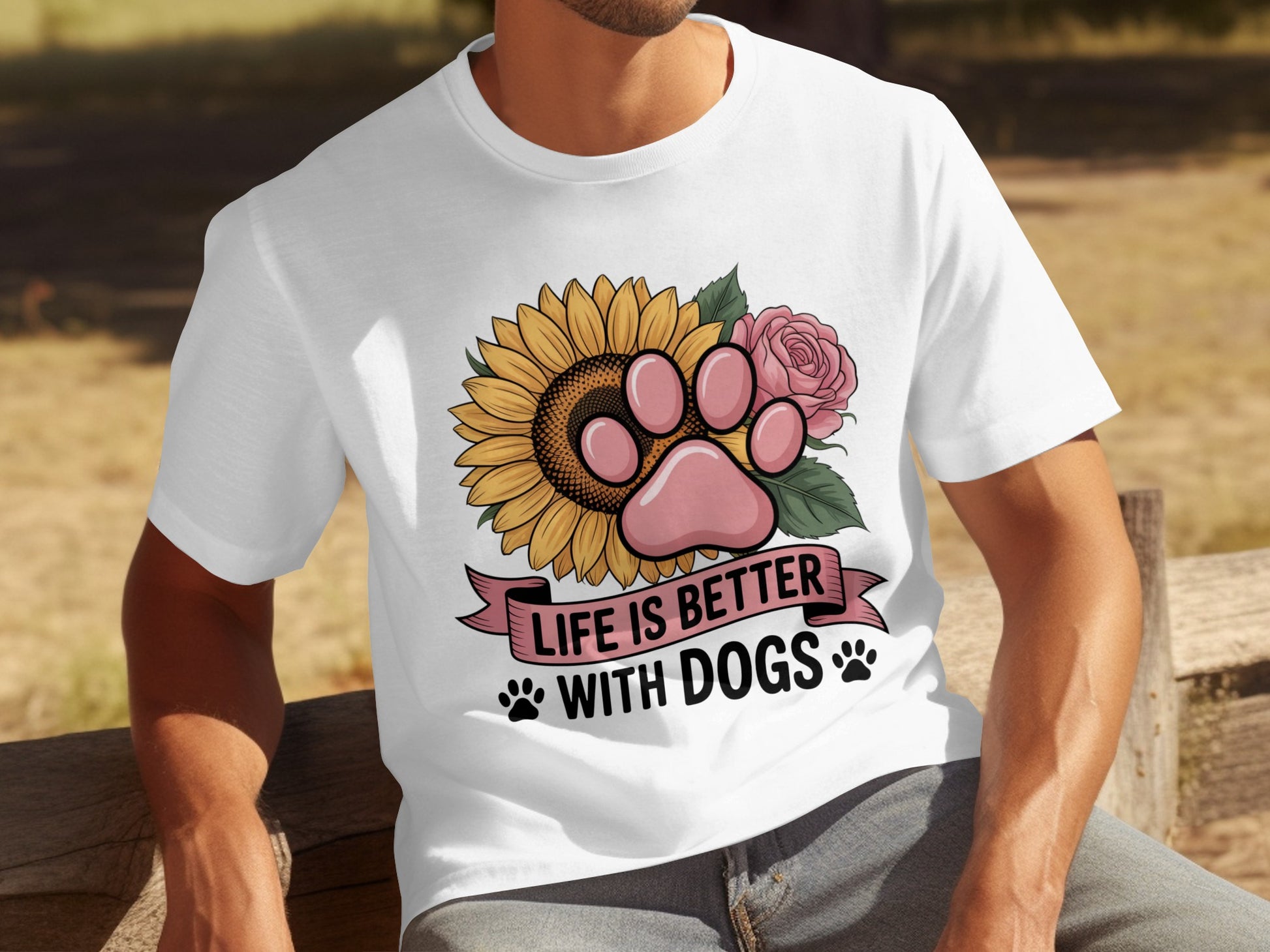Life is Better with Dogs Printed T-shirt