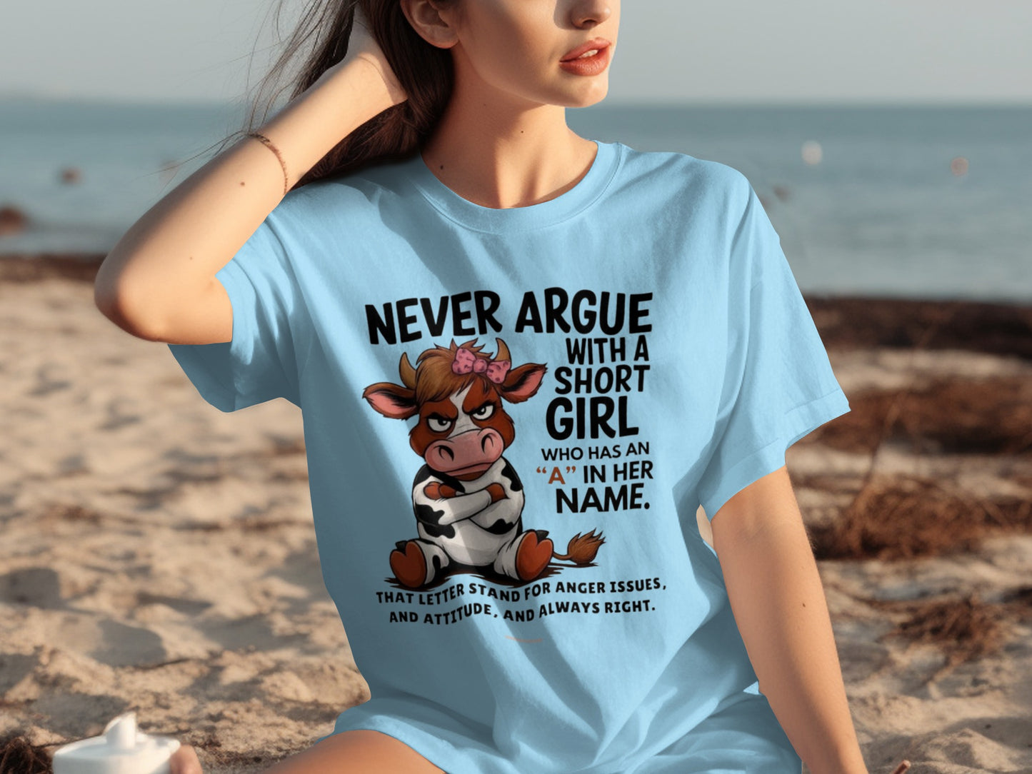 Never Argue With A Short Girl Funny Graphic Tee