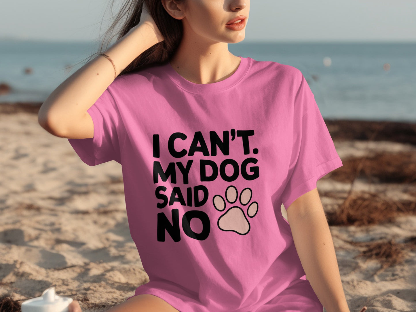 I Can't My Dog Said No Funny Pink Graphic T-Shirt