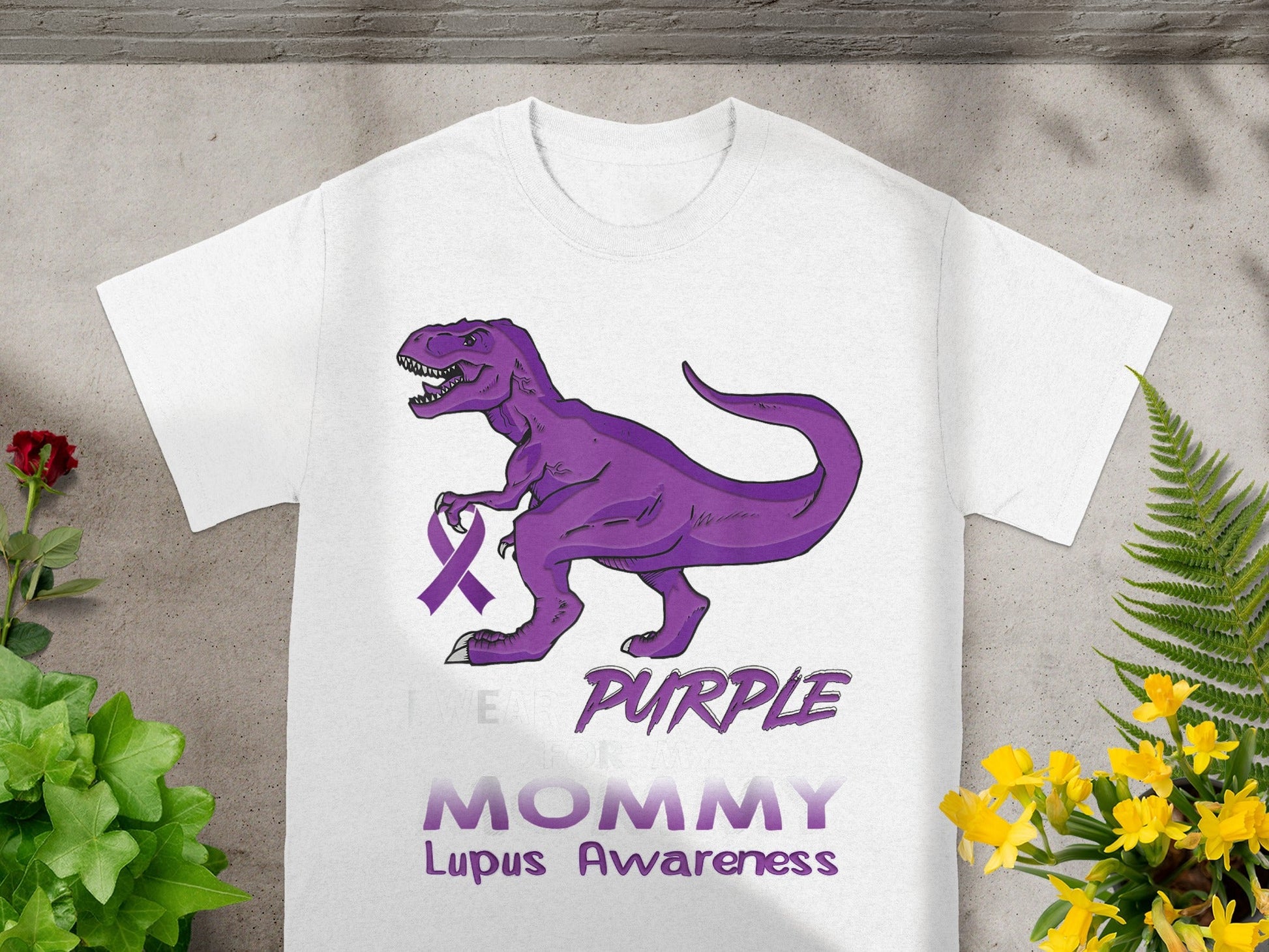 Purple Dinosaur Mommy Lupus Awareness T-shirt