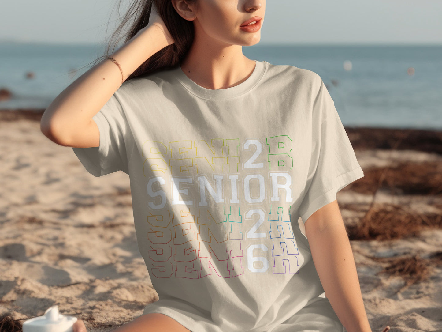 Senior 2023 Colorful Letter Design T-Shirt