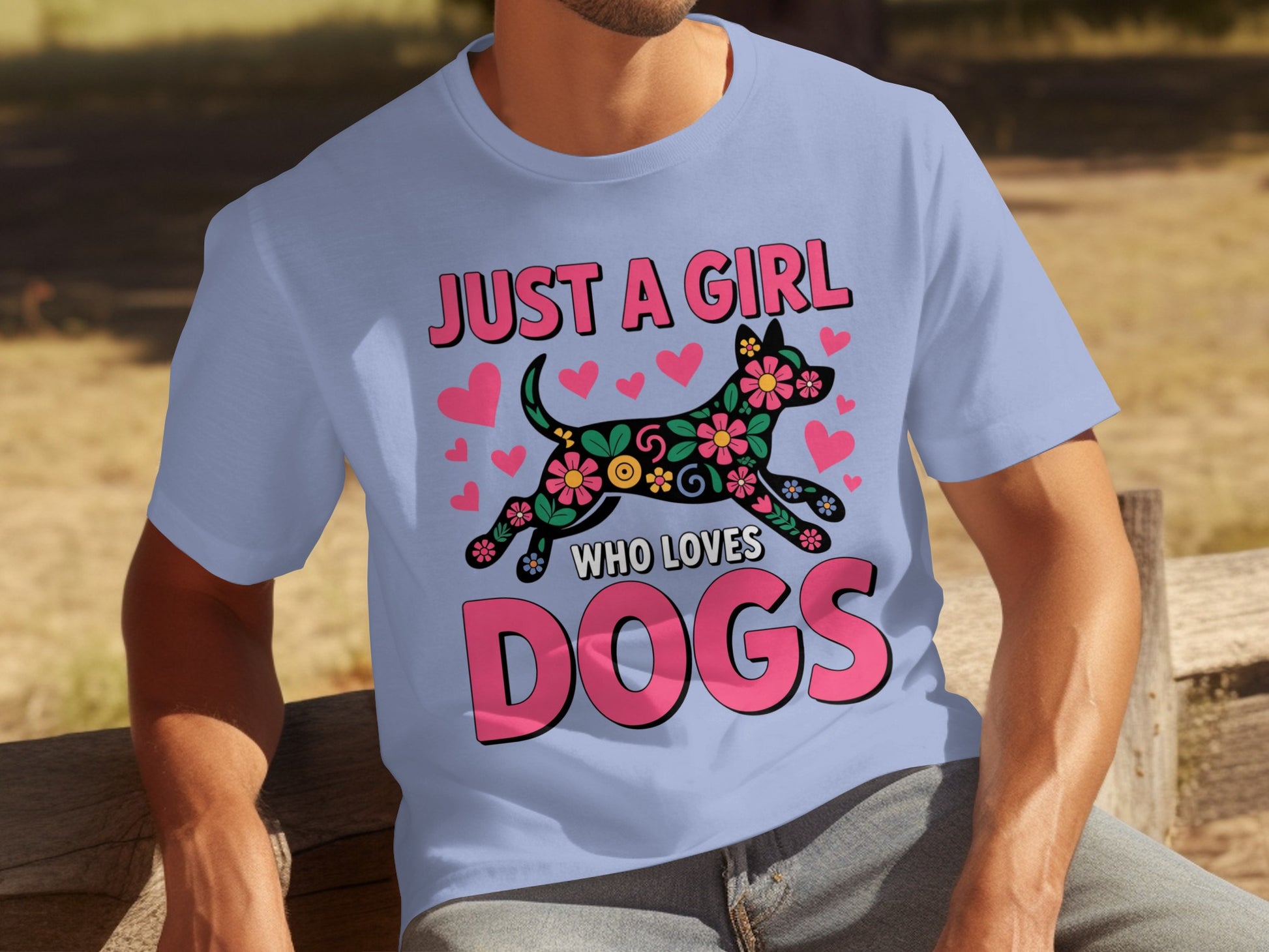 Just A Girl Who Loves Dogs Cute Hearts Design Shirt