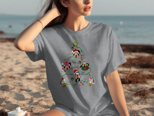 Christmas Tree Design With Cartoon Characters Shirt
