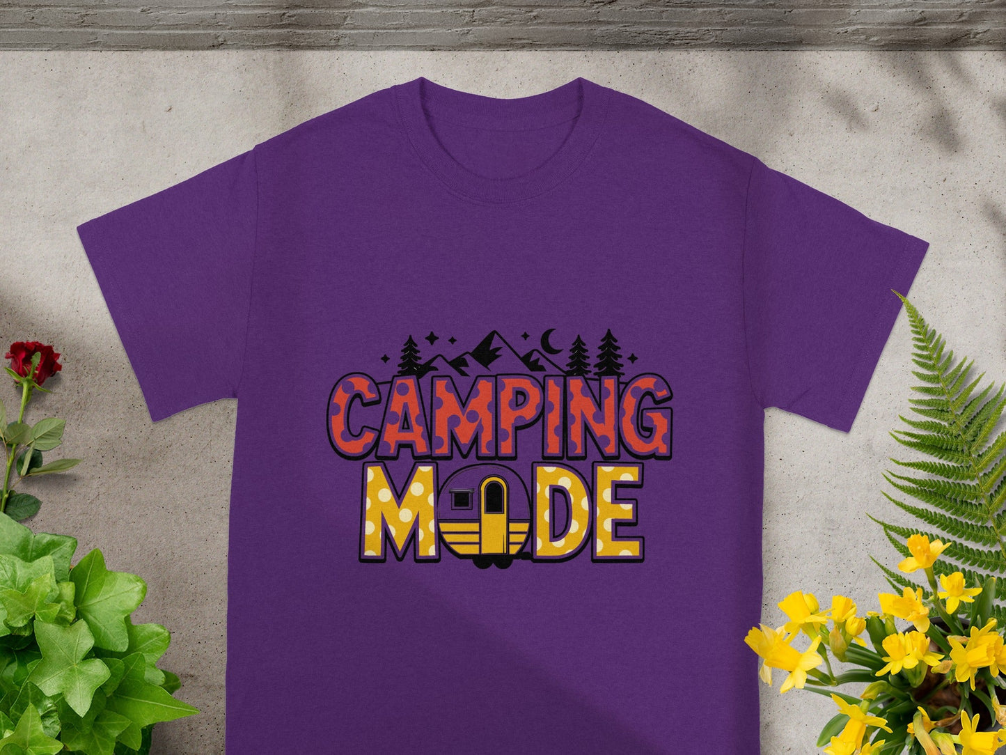Camping Mode Graphic Tee with Unique Design