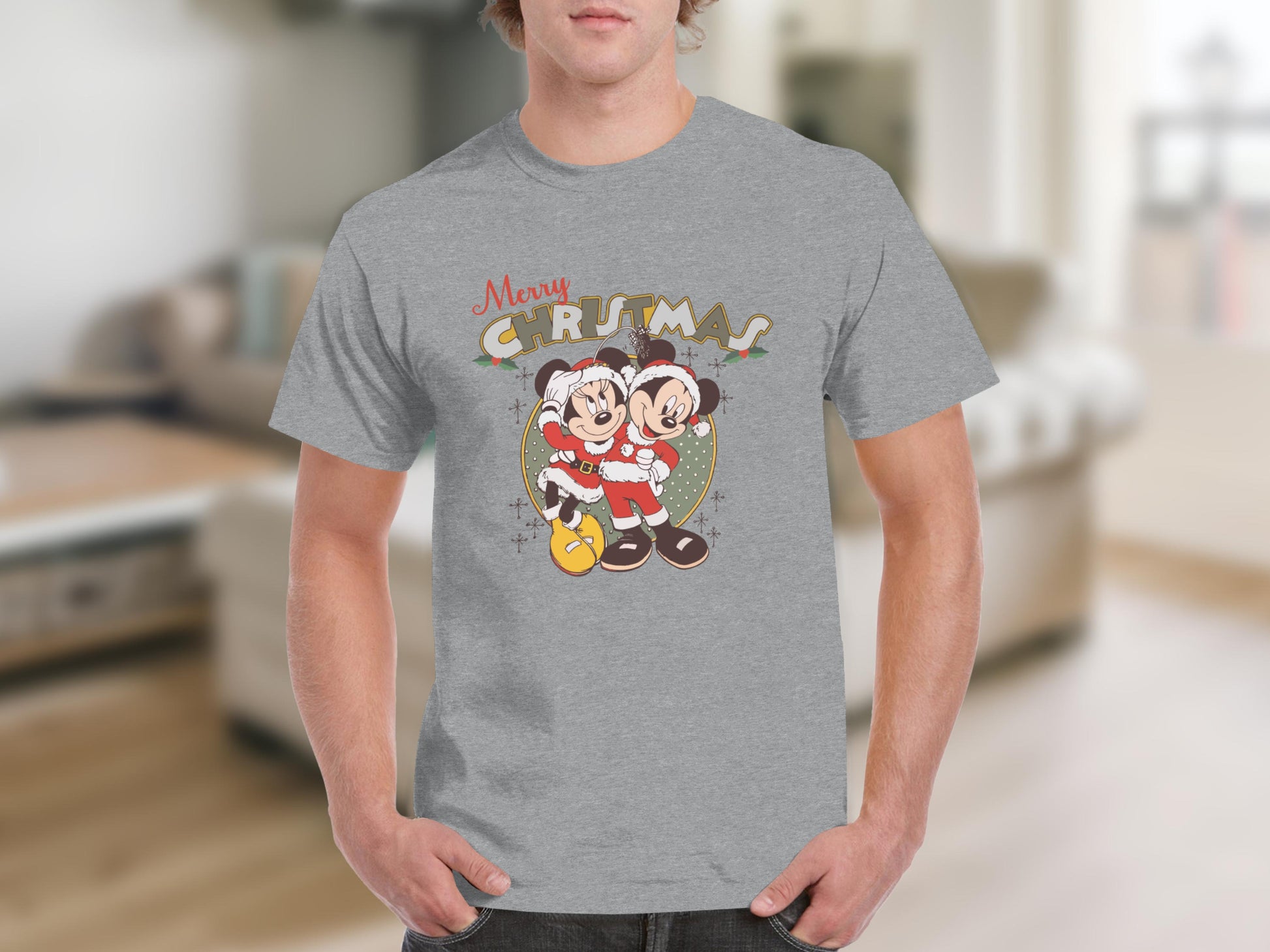 Merry Christmas Mickey and Minnie Mouse graphic shirt