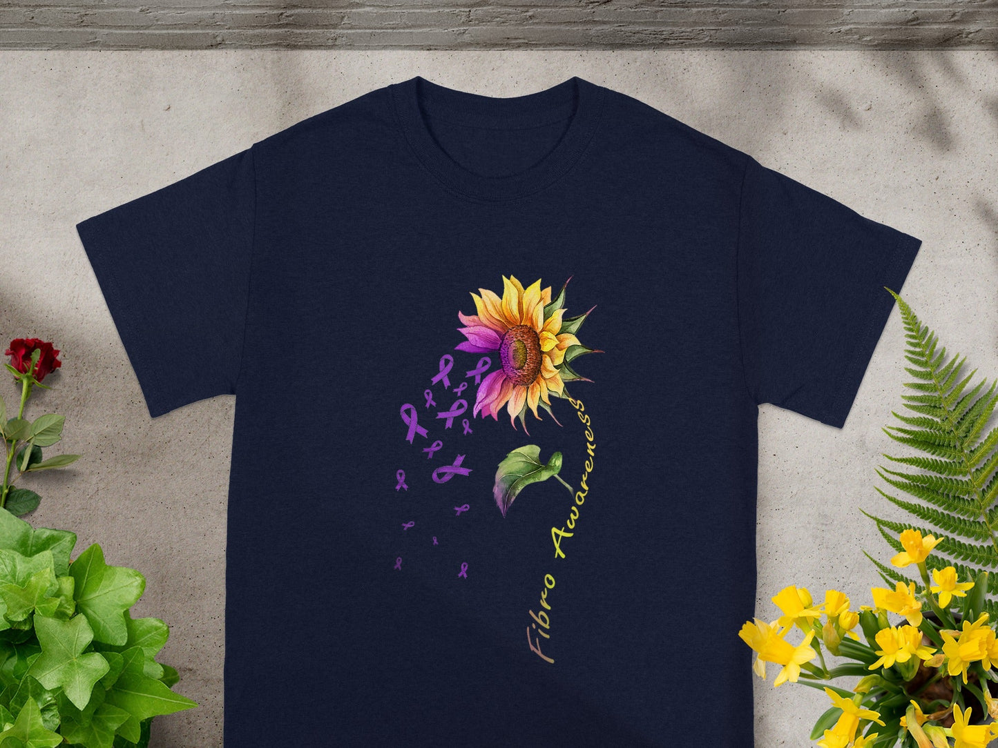 Fibro Awareness Sunflower Ribbon Design T-Shirt