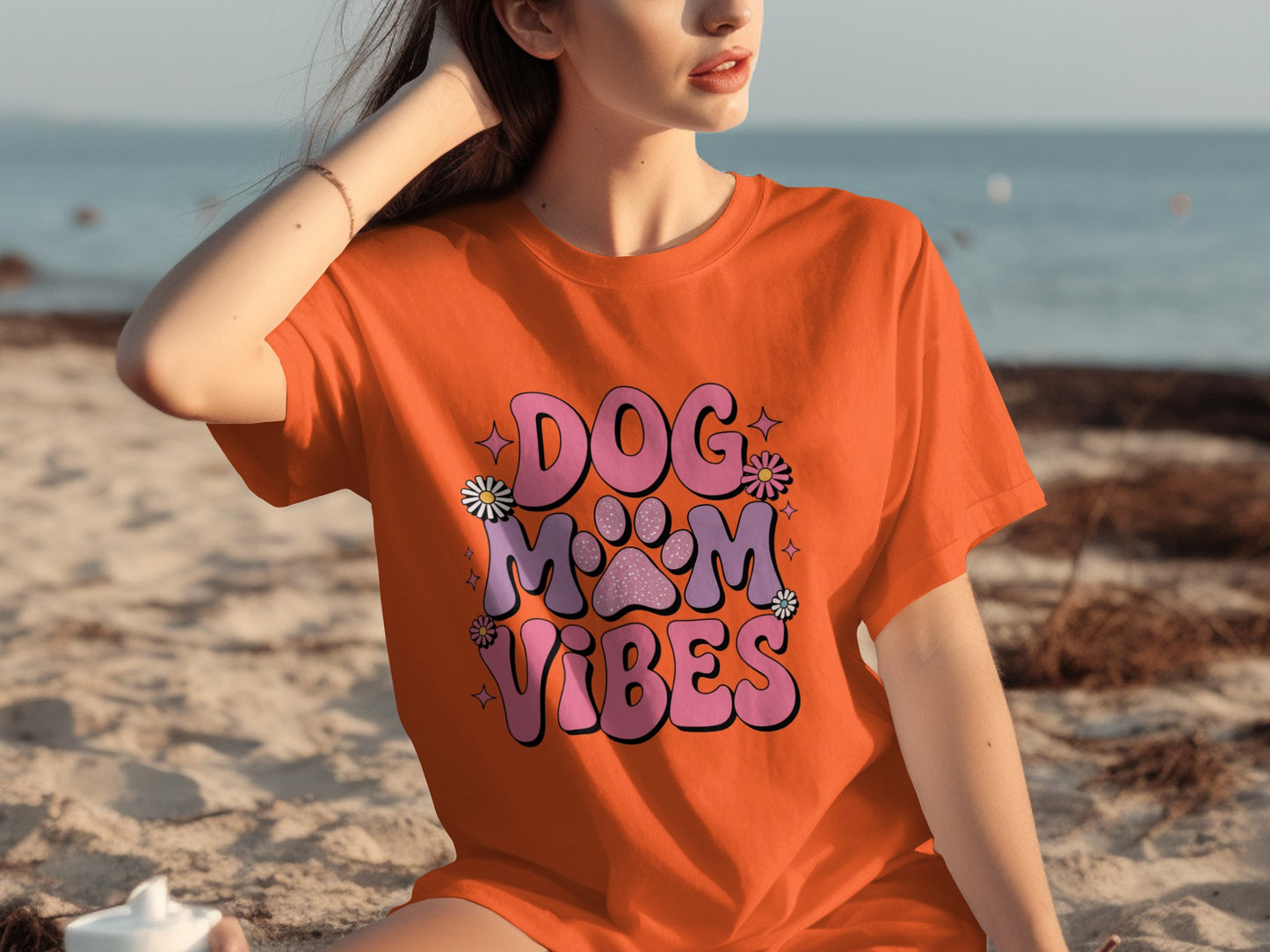 Dog Mom Vibes Graphic Design Tee for Pet Lovers