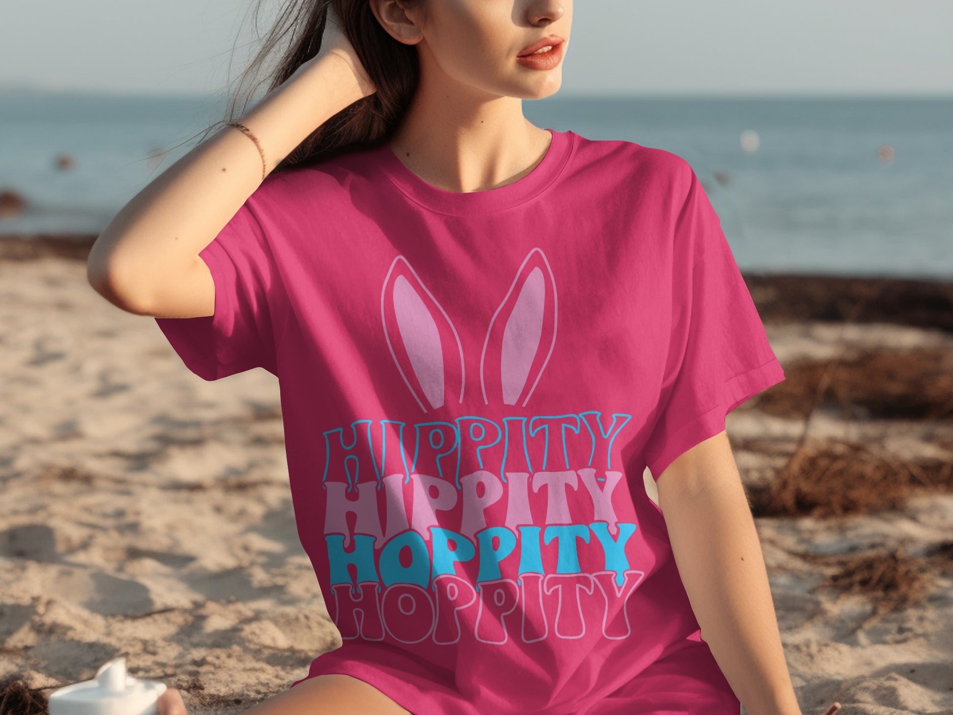 Hippity Hoppity Pink Bunny Ears Graphic Shirt