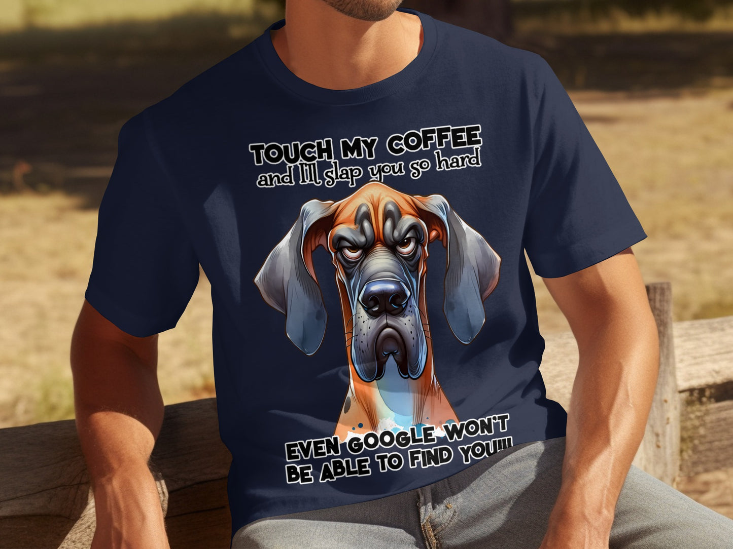 Funny Dog Coffee Warning Graphic Tee Shirt