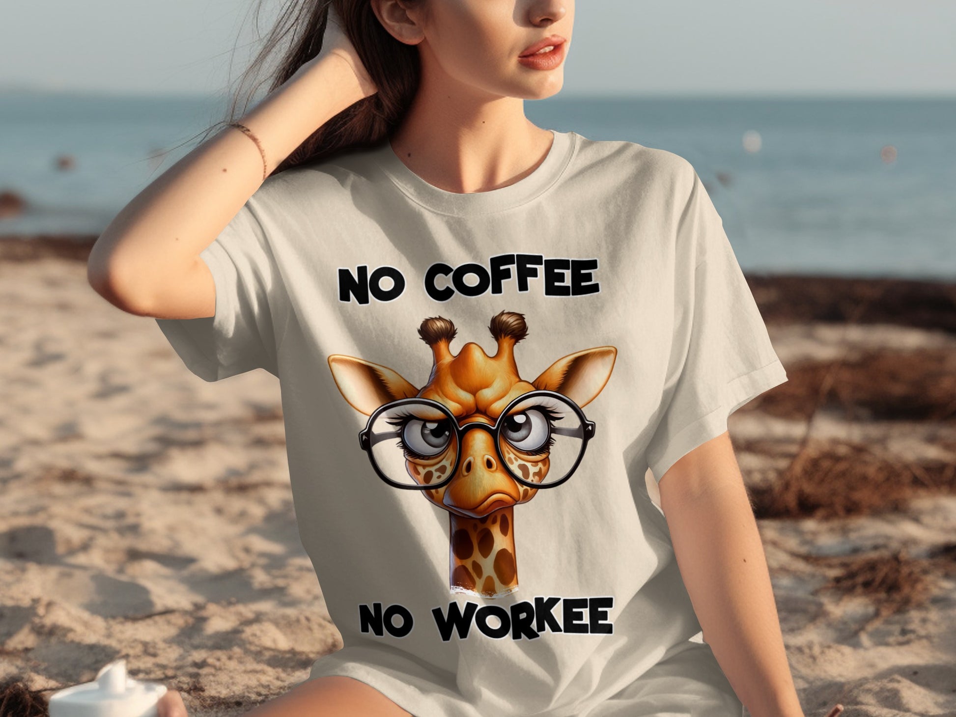 No Coffee No Workee Giraffe Glasses T-Shirt