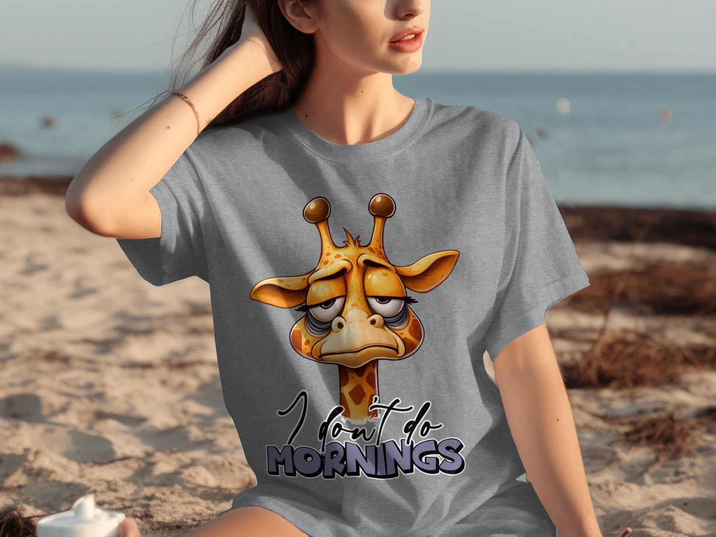 Funny Giraffe I Don't Do Mornings Graphic T-Shirt