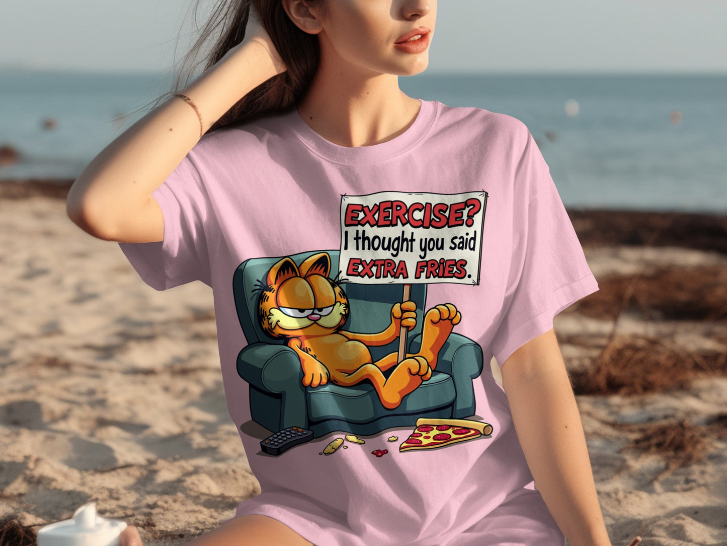 Garfield Exercise I Thought You Said Extra Fries Shirt