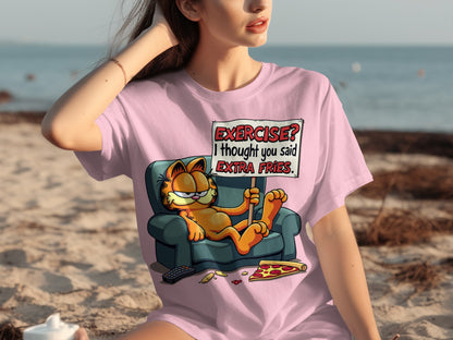 Garfield Exercise I Thought You Said Extra Fries Shirt