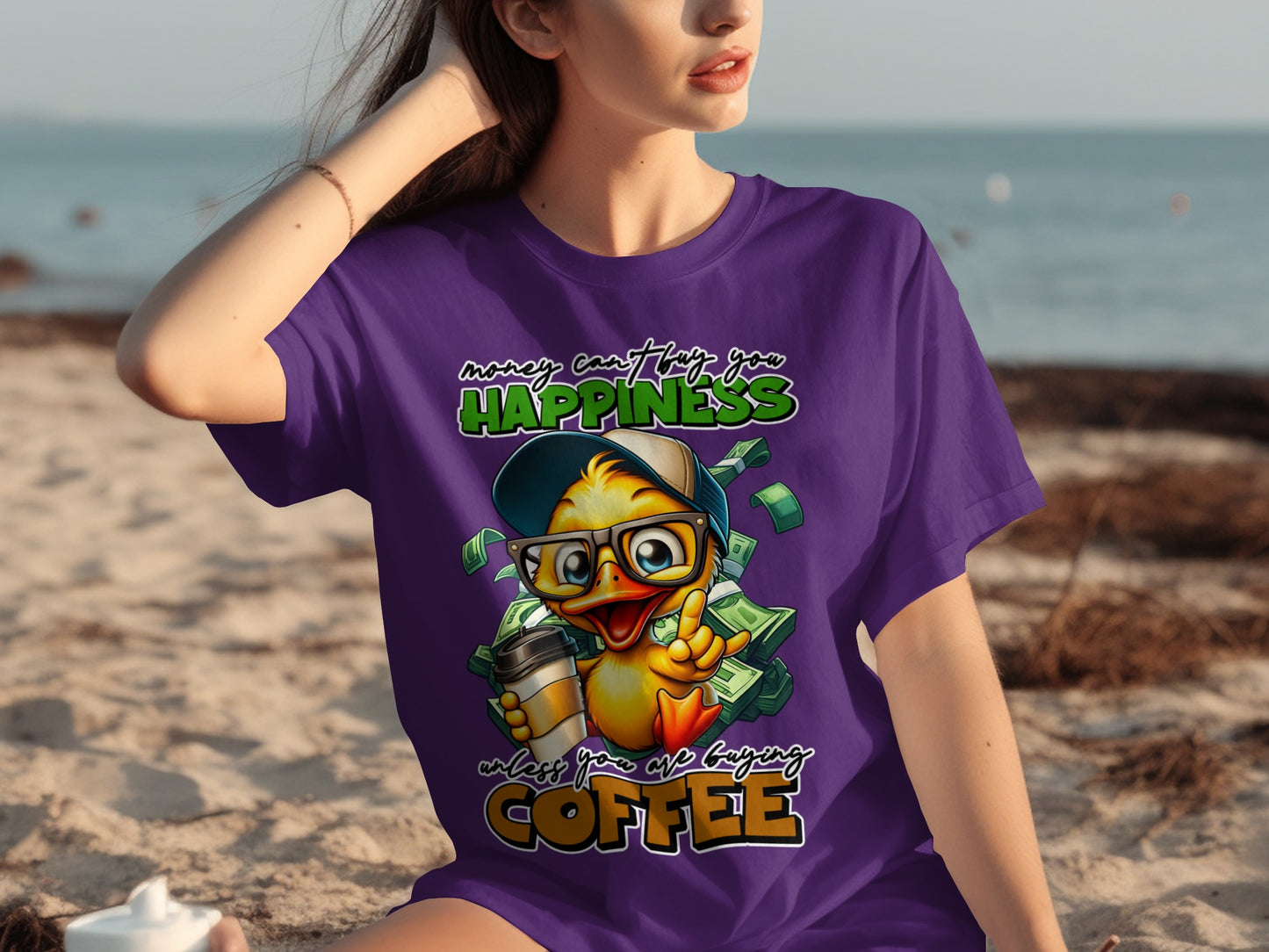 Money Can't Buy Happiness Coffee Duck T-shirt