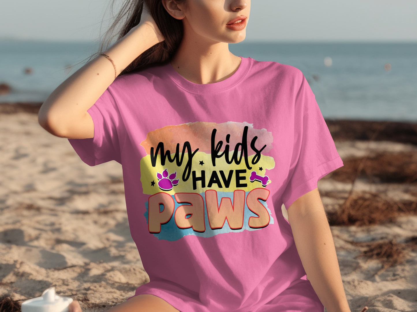 My Kids Have Paws Colorful Design T-Shirt
