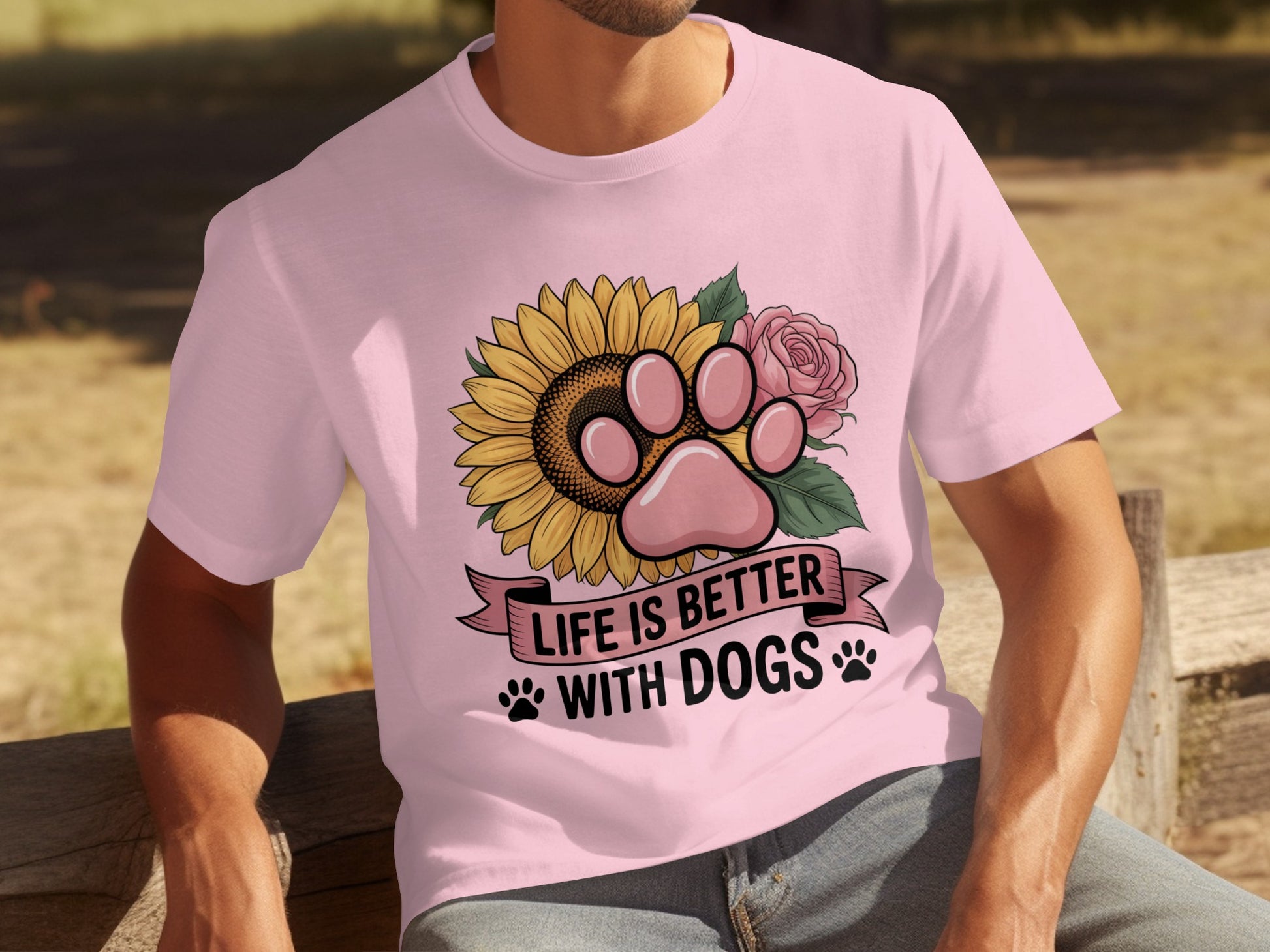 Life Is Better with Dogs Paw Print Graphic Tee