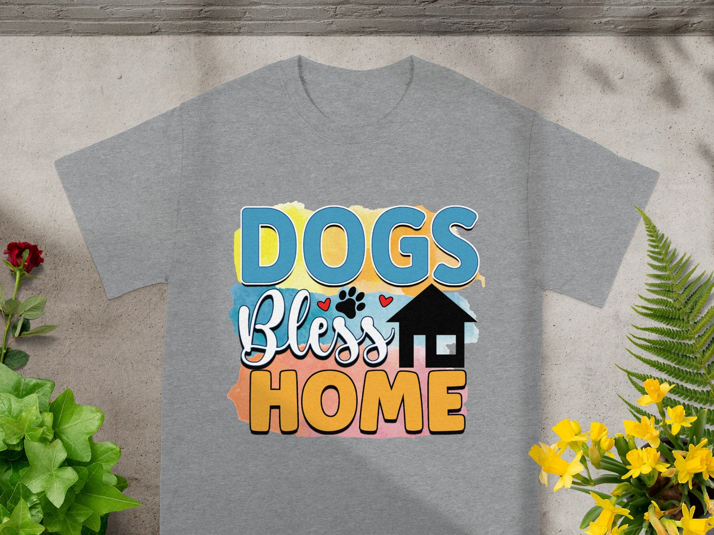 Dogs Bless Home Graphic Tee Shirt for Dog Lovers