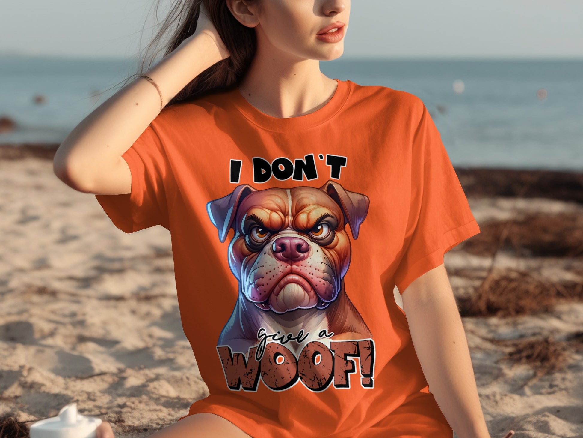 I Don't Give a Woof Cute Angry Dog Graphic T-shirt