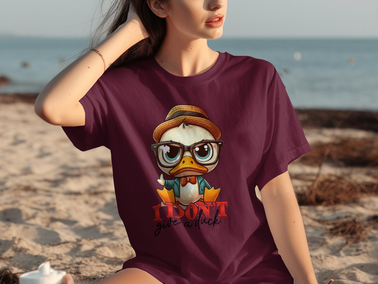 Trendy I Don't Give a Duck Graphic T-Shirt Design