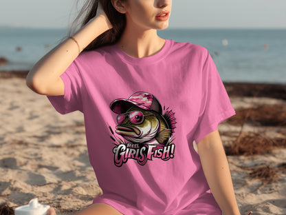 Reel Girls Fish Graphic Pink T-shirt Beachwear