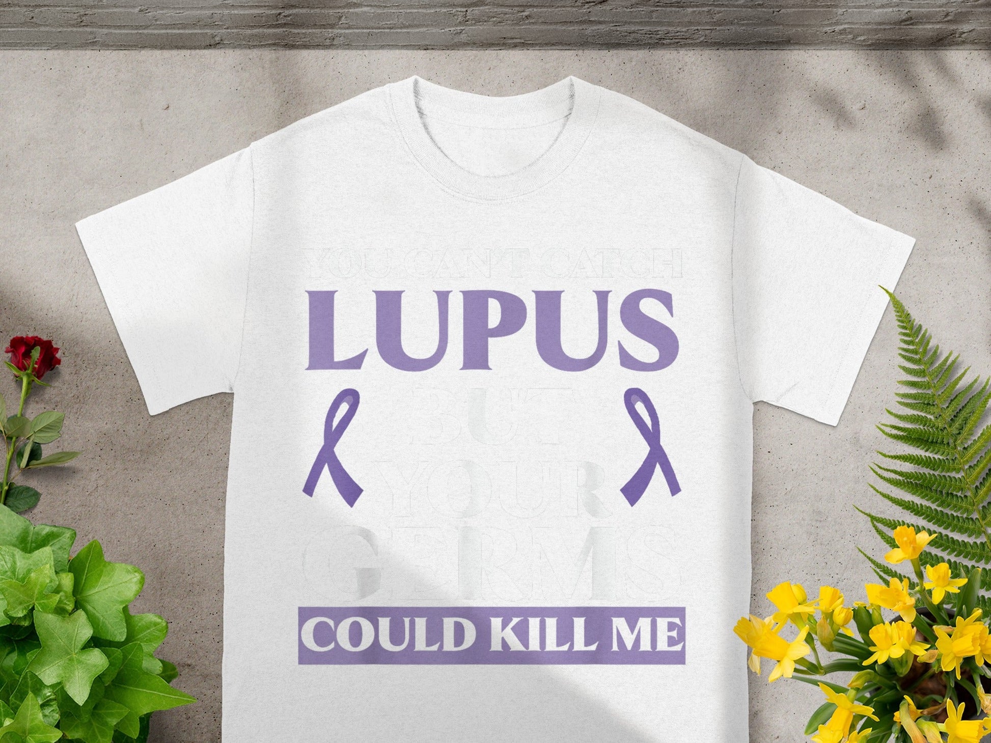 Lupus Awareness Shirt with Purple Ribbon Design