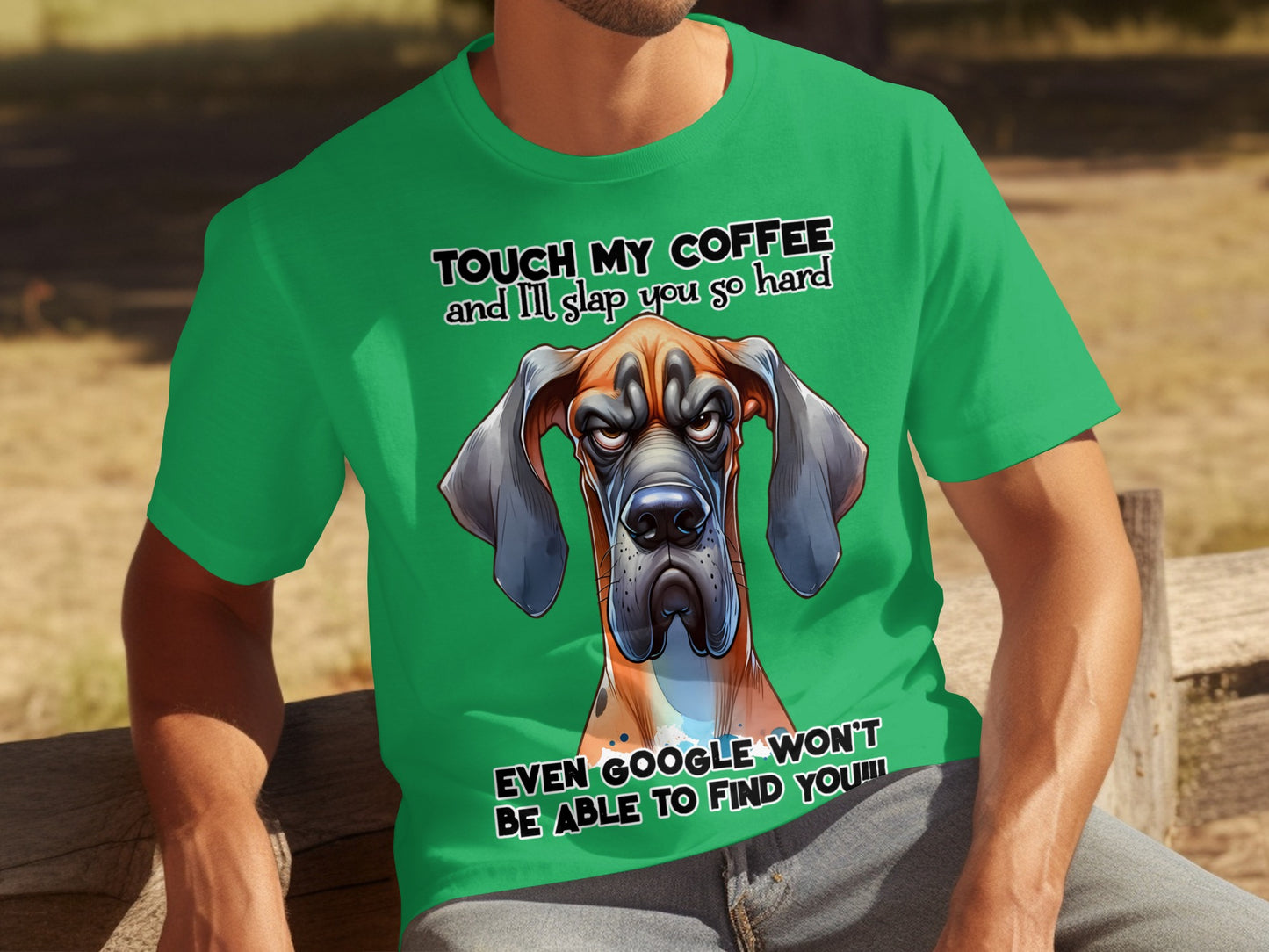 Touch My Coffee Funny Dog Graphic T-Shirt