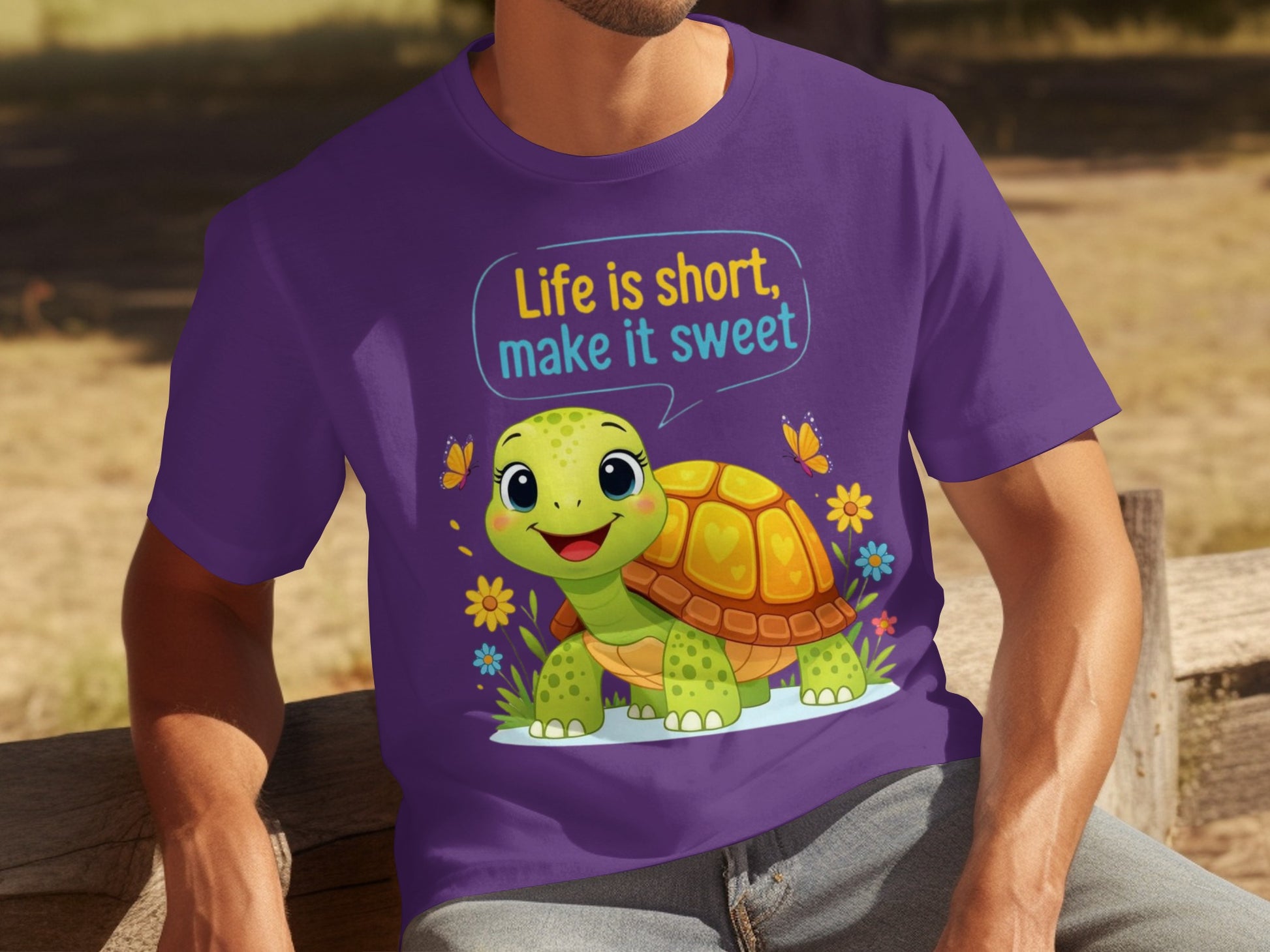Life is short make it sweet turtle design t-shirt
