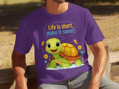 Life is short make it sweet turtle design t-shirt