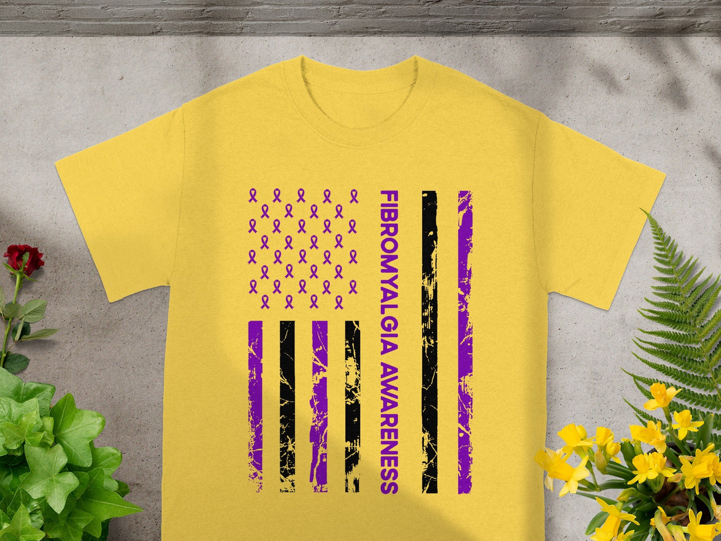 Fibromyalgia Awareness American Flag T-Shirt