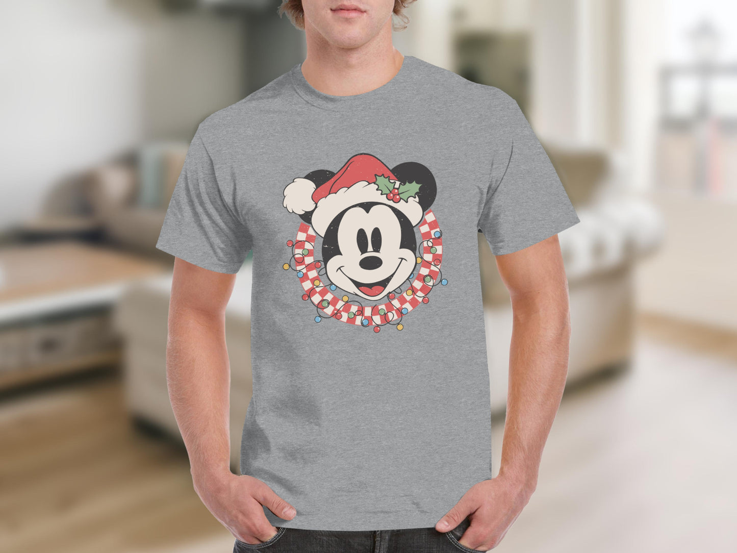 Holiday Mickey Mouse Facial Wreath Christmas T-shirt
