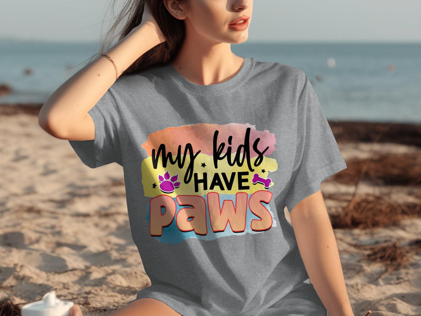 My Kids Have Paws Colorful Graphic T-shirt