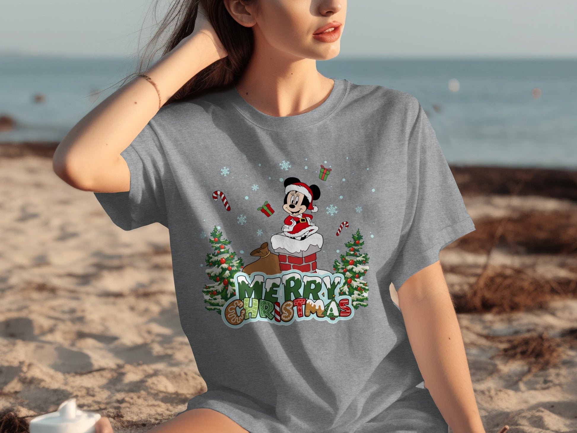 Merry Christmas Graphic Tee Featuring Santa Claus