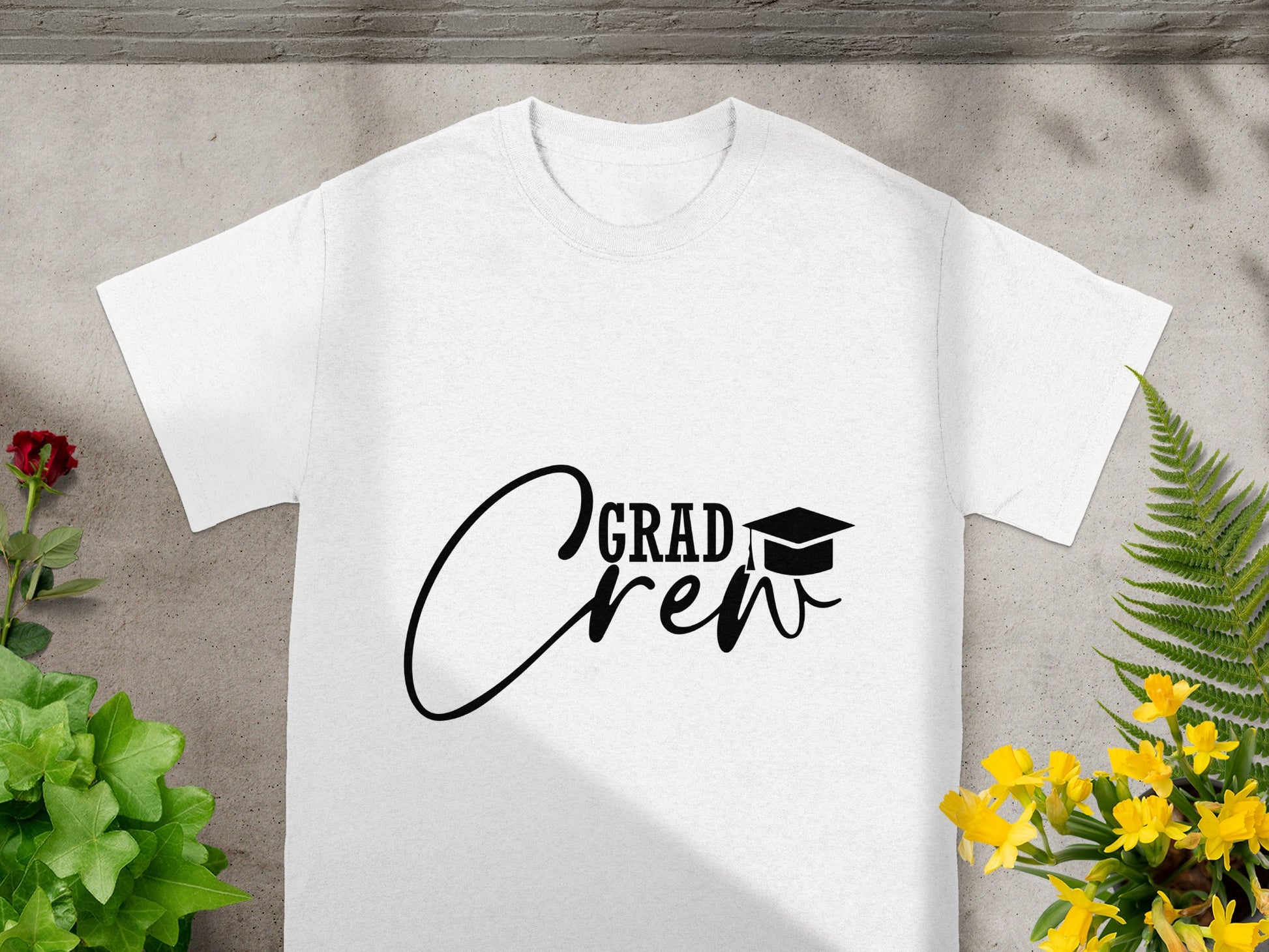 Grad Crew T-Shirt with Graduation Cap Design