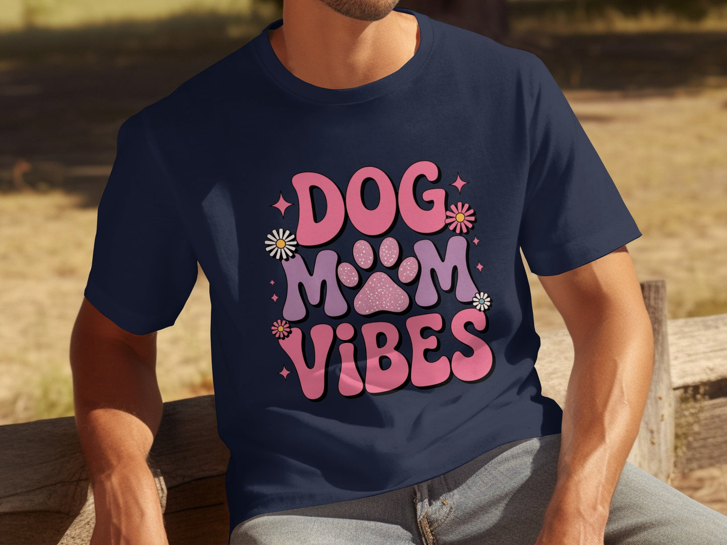 Dog Mom Vibes Colorful Graphic Print T-Shirt