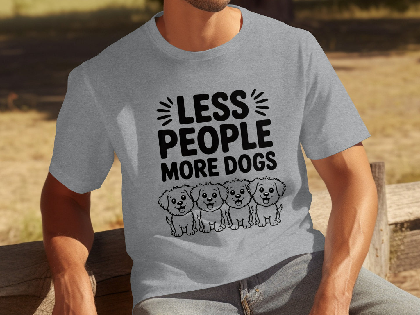 Less People More Dogs Graphic Tee Shirt for Dog Lovers