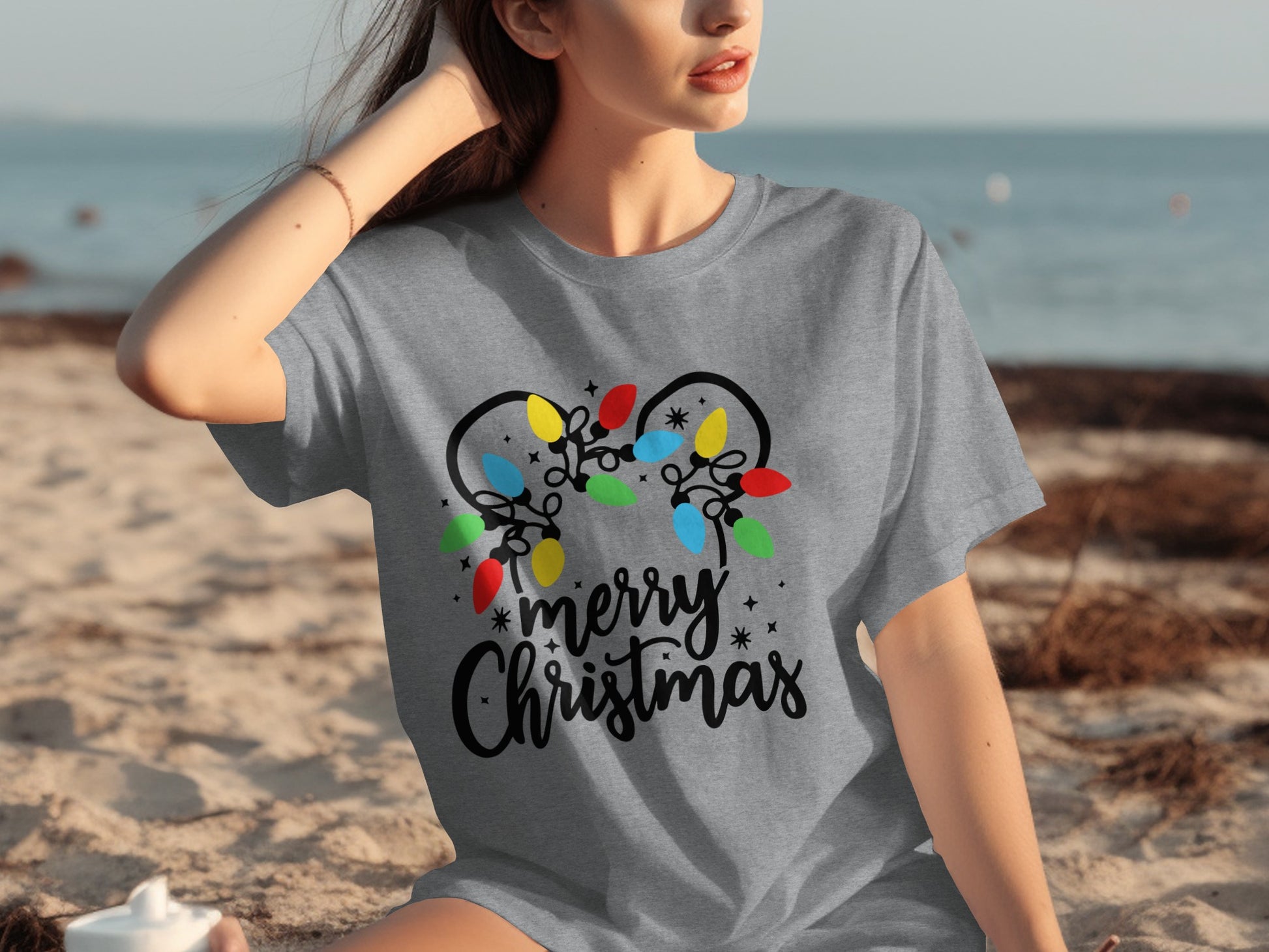 Merry Christmas Lights Graphic Design T-Shirt