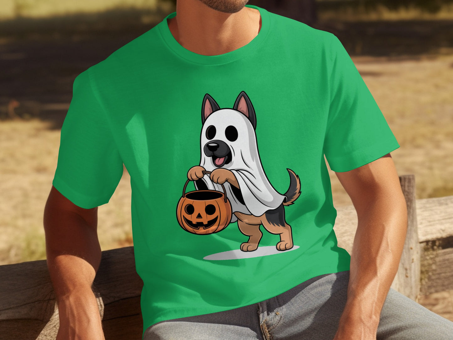 Cute Dog Dressed as Ghost Halloween Graphic T-Shirt