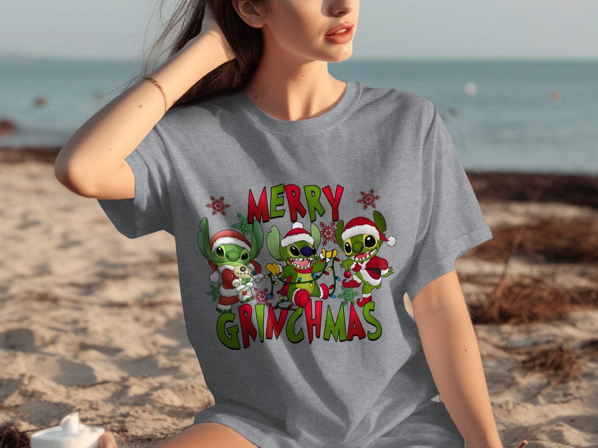 Festive Merry Grinchmas Alien Christmas T-shirt